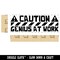 Caution Genius at Work Teacher Student School Self-Inking Rubber Stamp Ink Stamper